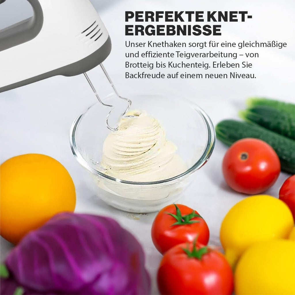 Clatronic Mixer | Kraftvoller 400 Watt-Motor | Handmixer | Turbostufe & 5 Geschwindigkeitsstufen | Handrührgerät | Spülmaschinengeeignete Edelstahlquirle Und -Knethaken | HM 3775 Bucatarie Naty Shop