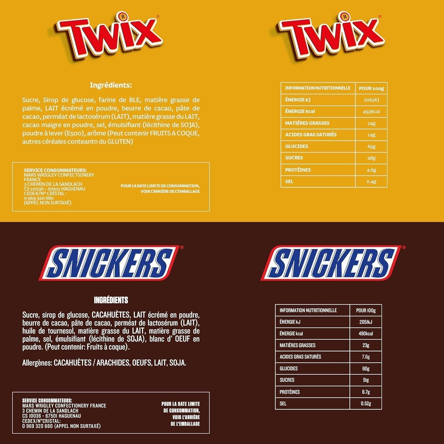 Packet Mix, Mars, Snickers, Bounty, Twix, Milky Way et autres bonbons au chocolat Naty Shop