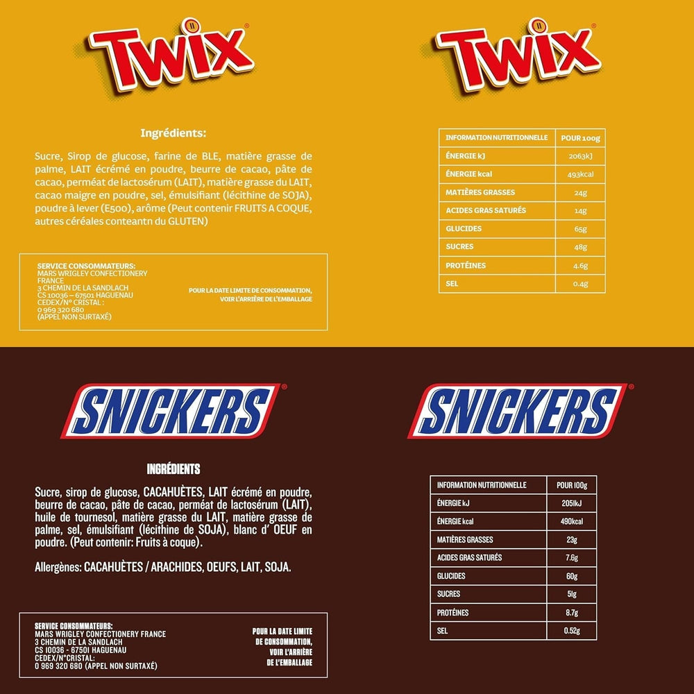 Packet Mix, Mars, Snickers, Bounty, Twix, Milky Way et autres bonbons au chocolat Naty Shop