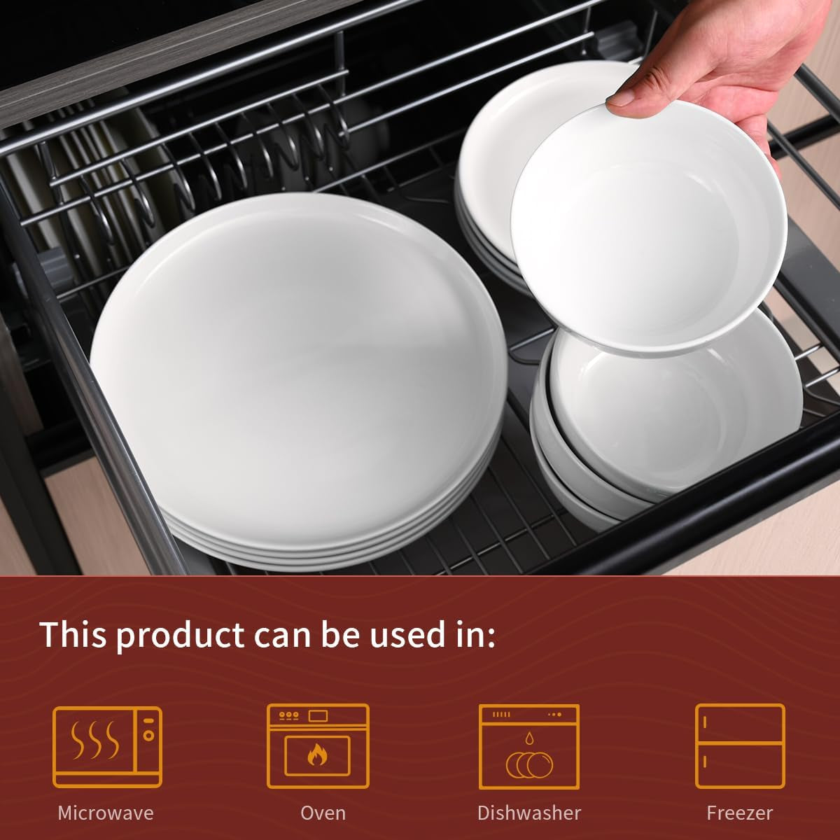 Service de table 12 pièces, service de table en porcelaine pour 4 personnes, service de table blanc avec assiettes, assiettes à dessert et bols à céréales