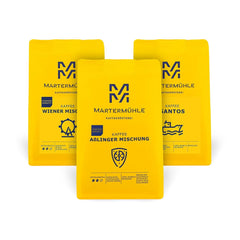 Martermühle coffret d'échantillons de café en grains 3x250g force légère/moyenne I Arabica I Grains de café entiers légèrement torréfiés, faible acidité (39/46/529)