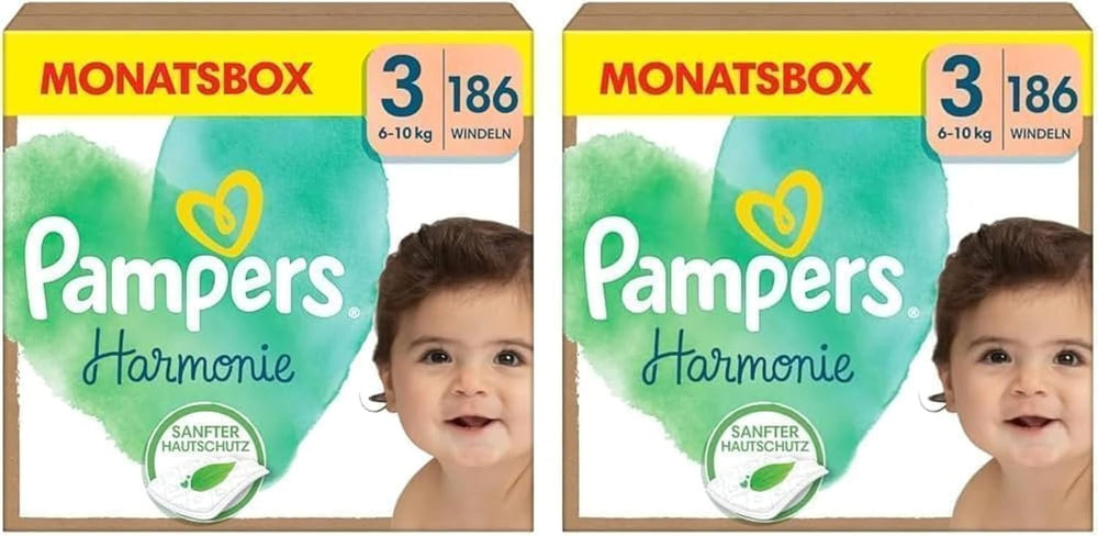 Couches Pampers Harmony taille 1, 180 couches, 2kg-5kg, protection douce de la peau avec protection 100% Pampers