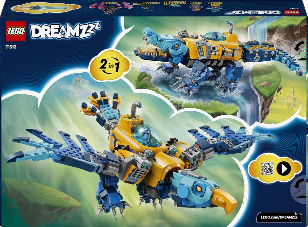 LEGO DREAMZzz 2in1 Krokodil-U-Boot - Spielzeug verwandelbar in Adler-U-Boot - incl. 3 Minifigures, 2 Spinnen und Einer sammelbaren blue Treasure-Kreatur - Geschenk für Jungen ab 8 Jahren - 71512