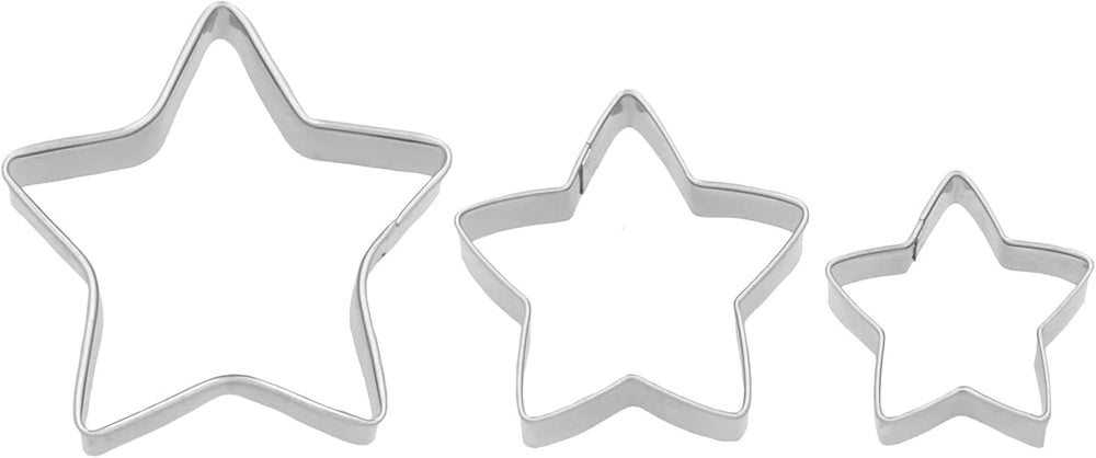 Birkmann Star Lot de 3 emporte-pièces en forme d'étoile pour couper et décorer les biscuits, pâte d'amande et fondant, en acier inoxydable, passe au lave-vaisselle