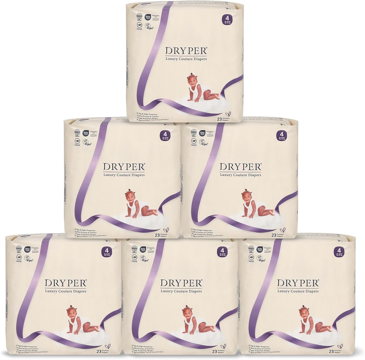 Couches bébé taille 4 (10-15 kg), ultra fines, douces et hypoallergéniques pour peaux sensibles, protection 3D contre les fuites, indicateur d'humidité, 138 couches premium jour et nuit