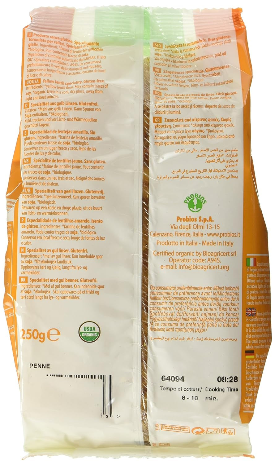 Penne aux lentilles jaunes, paquet de 12 (12 x 250g)