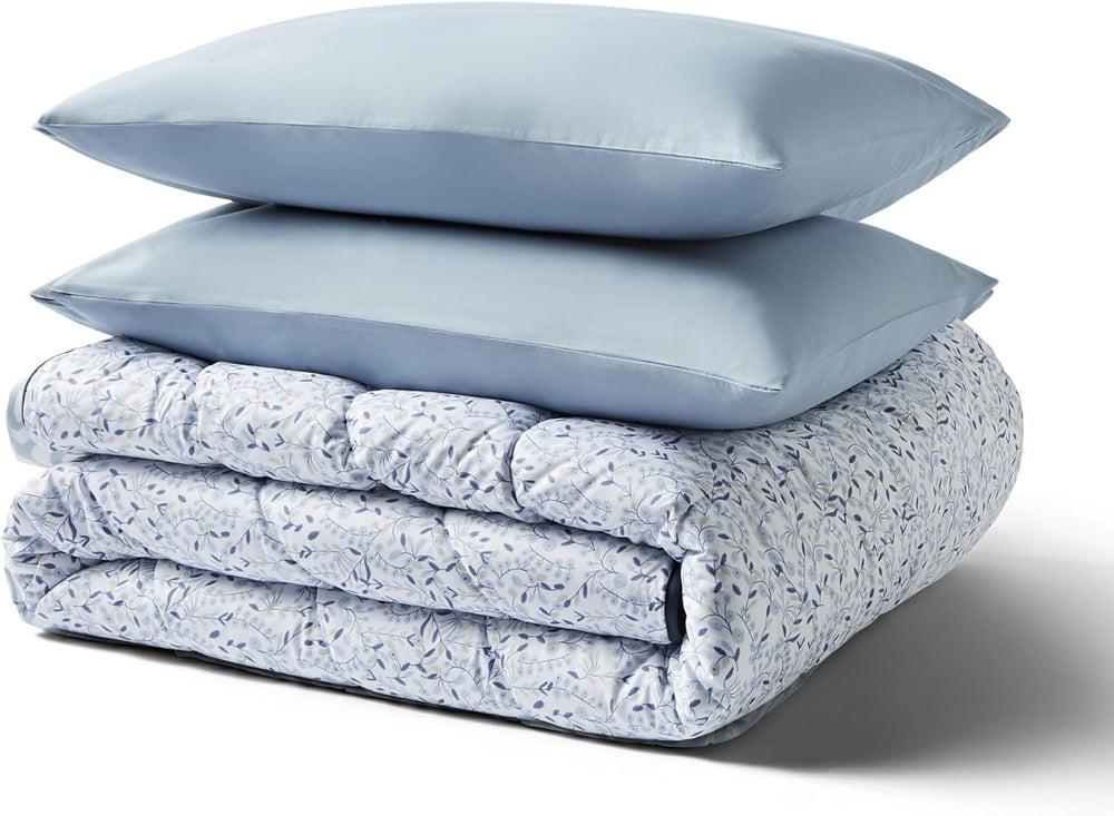 Night Lark Couette sans housse Super King 6 Tog Printemps Été – Blue Garden Couette super douce légère lavable en machine Housse de couette à séchage rapide Couettes et couettes réversibles tout-en-un Naty Shop
