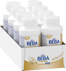 BEBA SUPREME PRE Lait initial prêt à boire dès la naissance, aliment pour bébé avec DHA, lactose uniquement, sans huile de palme, pack de 8 (8 x 200 ml) Mère et Bébé Naty Shop Lot de biberons 8 x 200 ml