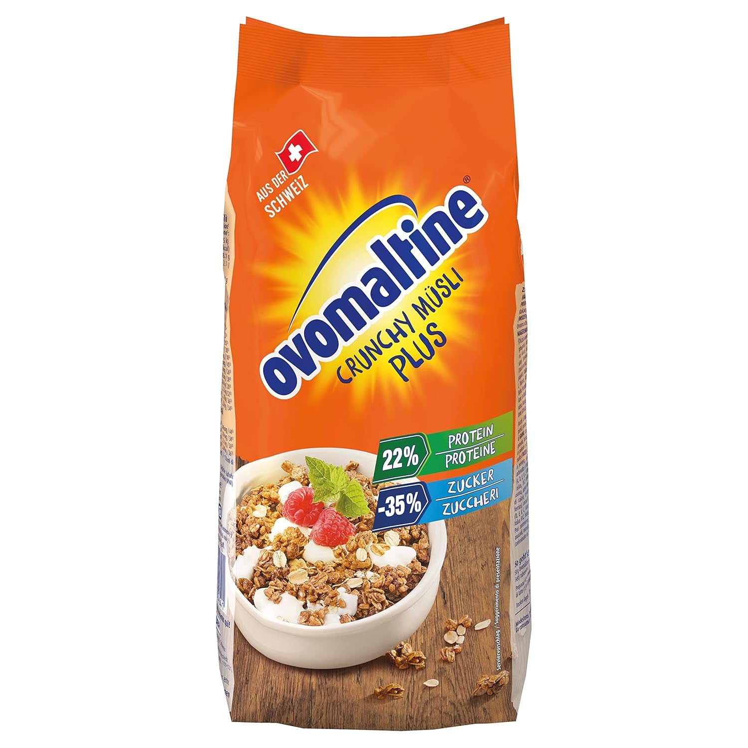 Ovomaltine Crunchy Protein Muesli Plus - Mélange de céréales croquantes aux flocons d'avoine, contenant 22% de protéines, avec un tiers de sucre en moins et un croquant incomparable (1 x 300g)