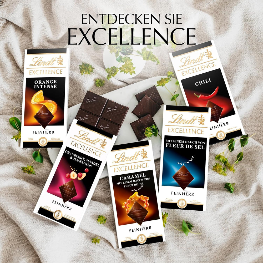 Lindt EXCELLENCE Caramel et sel de mer - Chocolat noir | Barre 100g | Au Caramel et Sel Marin (Fleur de Sel) | Saveur intense de cacao | Chocolat noir