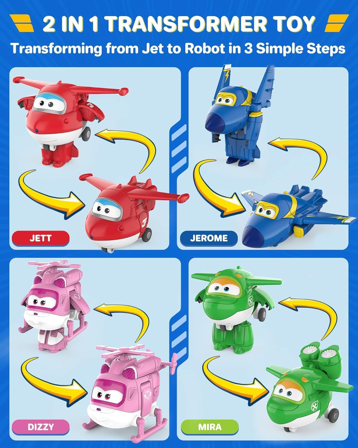 Super Wings Transform-A-Bots World Airport Crew - Seria 1 - Crew Collector's Pack - 15 figuri de jucărie - Figuri de 5,1 cm Action figures Naty Shop