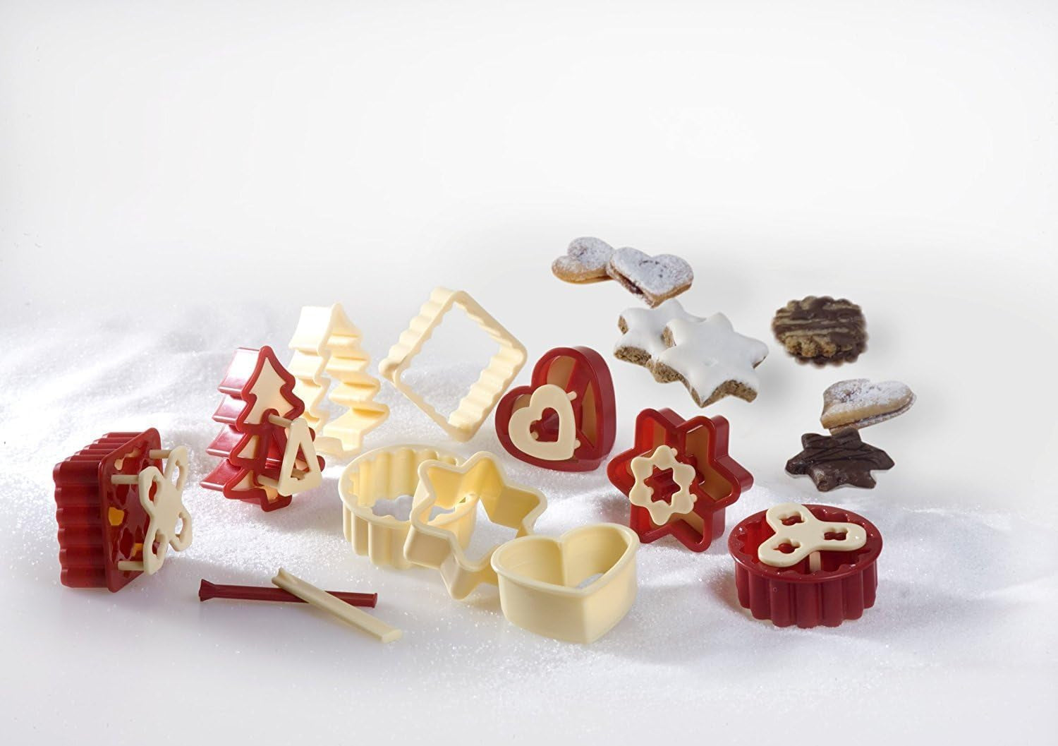 GSD Household Appliances Linzer Lot de 1 moule à biscuits en plastique Beige/rouge