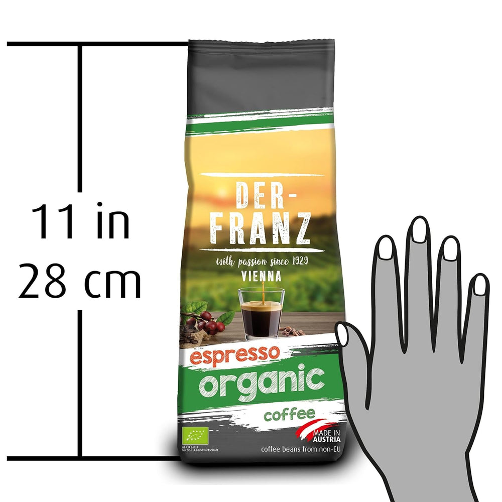 Der-Franz Espresso Organic Coffee, Intensitate 5/5, Arabica și Robusta organice, boabe întregi Cafea Naty Shop