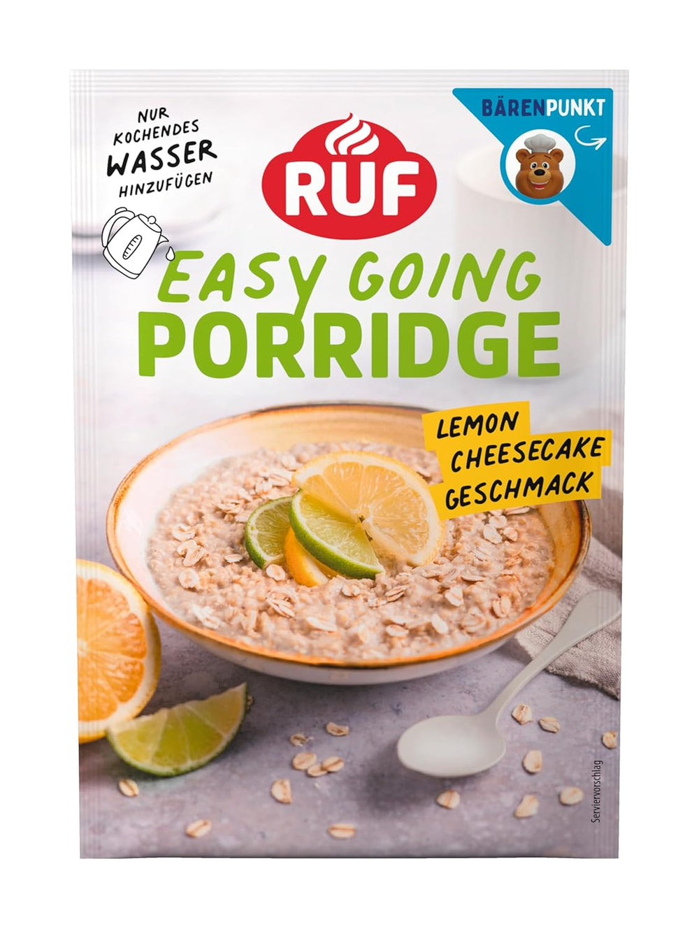 Gruau instantané RUF aux fraises et à la vanille, un repas d'été à base d'avoine prêt en 3 minutes, 1 sachet x 65g