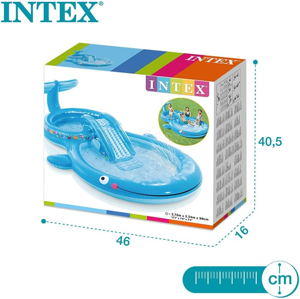 Intex 57176NP - Centre de jeu gonflable Baleine, vinyle, bleu, 373x234x99 cm