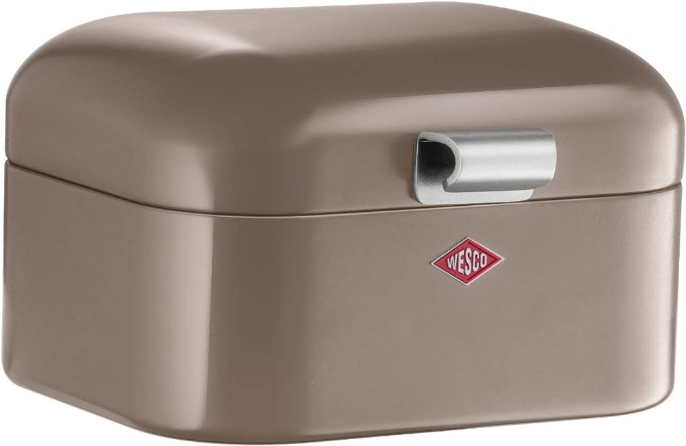 Wesco 235 001 Mini corbeille à pain Grandy 17 x 18 x 12 cm (L/l/H) rose, acier inoxydable Boîtes de conservation alimentaire Naty Shop Gris chaud