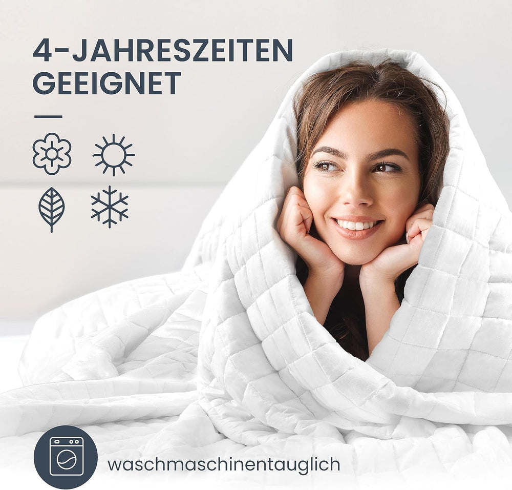 Couverture thérapeutique 7 kg I 135X200Cm I Pour un sommeil réparateur I Couverture lestée de haute qualité en coton respirant I Anti-stress et thérapeutique - Avec boîte d'emballage avec poignée de transport Lits et couvertures Besuche den müüd-Store