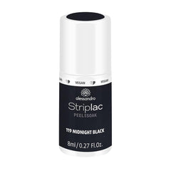Vernis à ongles UV Alessandro Striplac Midnight Black – Délicat et longue tenue – S'enlève facilement grâce à la technologie Peel-Off Removal – Vegan et cruelty-free – 8 ml