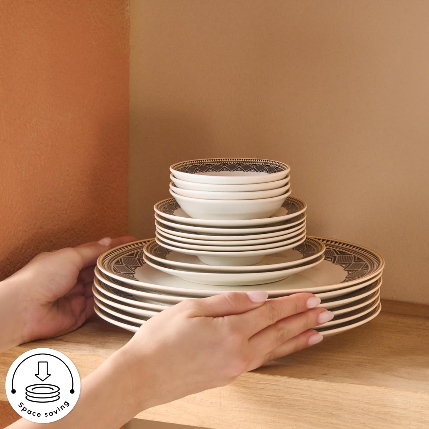 Karaca Globe - Ensemble de vaisselle et de vaisselle pour 6 personnes avec tasses, ensemble de vaisselle en porcelaine à 26 pièces avec tasse à thé, sous-tasse, service et plateau de table - Blanc