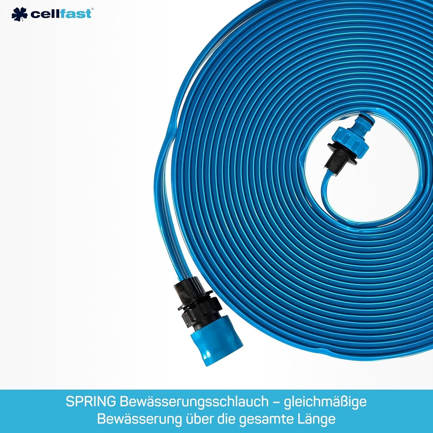 Furtun de irigații Cellfast SPRING, furtun de irigații cu trei canale și conectori completi, fabricat din fire de înaltă calitate, rezistent la UV, 15 m, 1/2 inch, 19-022, multicolor, 38x38x8 cm