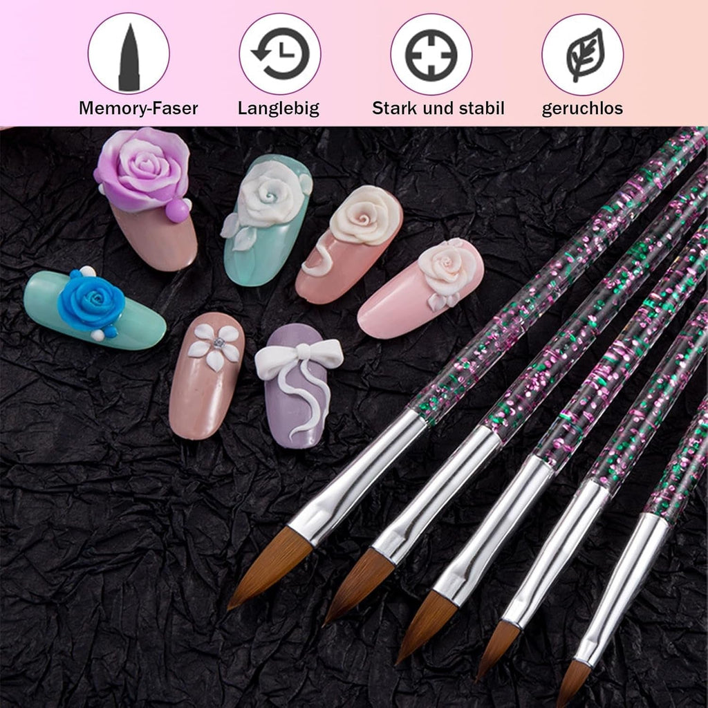 31 Stück Professionelle Nagel Pinsel Set, Dual-Ended Nagelpinsel,Pinsel Für Gelnägel,Acryl Nail Art Pen,Nail Art Dotting Tools,Nail Brush Für DIY Nagelkunst Salon Design