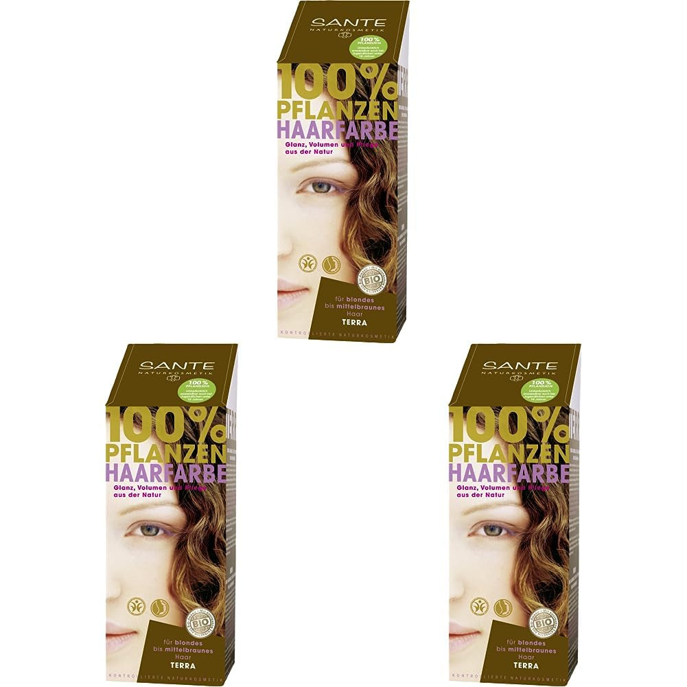 SANTE Natural Cosmetics Plant Hair Colour Powder, Natural Red, 100 g (1 pachet) Vopsea pentru par Naty Shop Terra 100 G (pachet de 3)