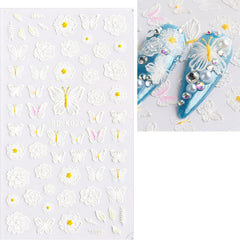 JMEOWIO Autocollants de manucure 3D en forme de fleurs pour nail art