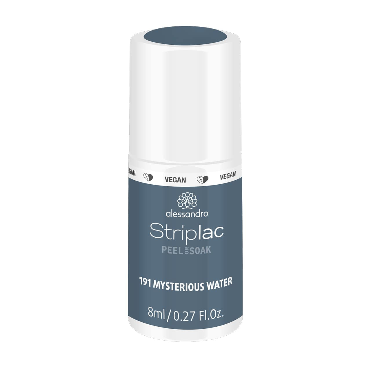 Vernis à ongles UV Alessandro Striplac Midnight Black – Délicat et longue tenue – S'enlève facilement grâce à la technologie Peel-Off Removal – Vegan et cruelty-free – 8 ml