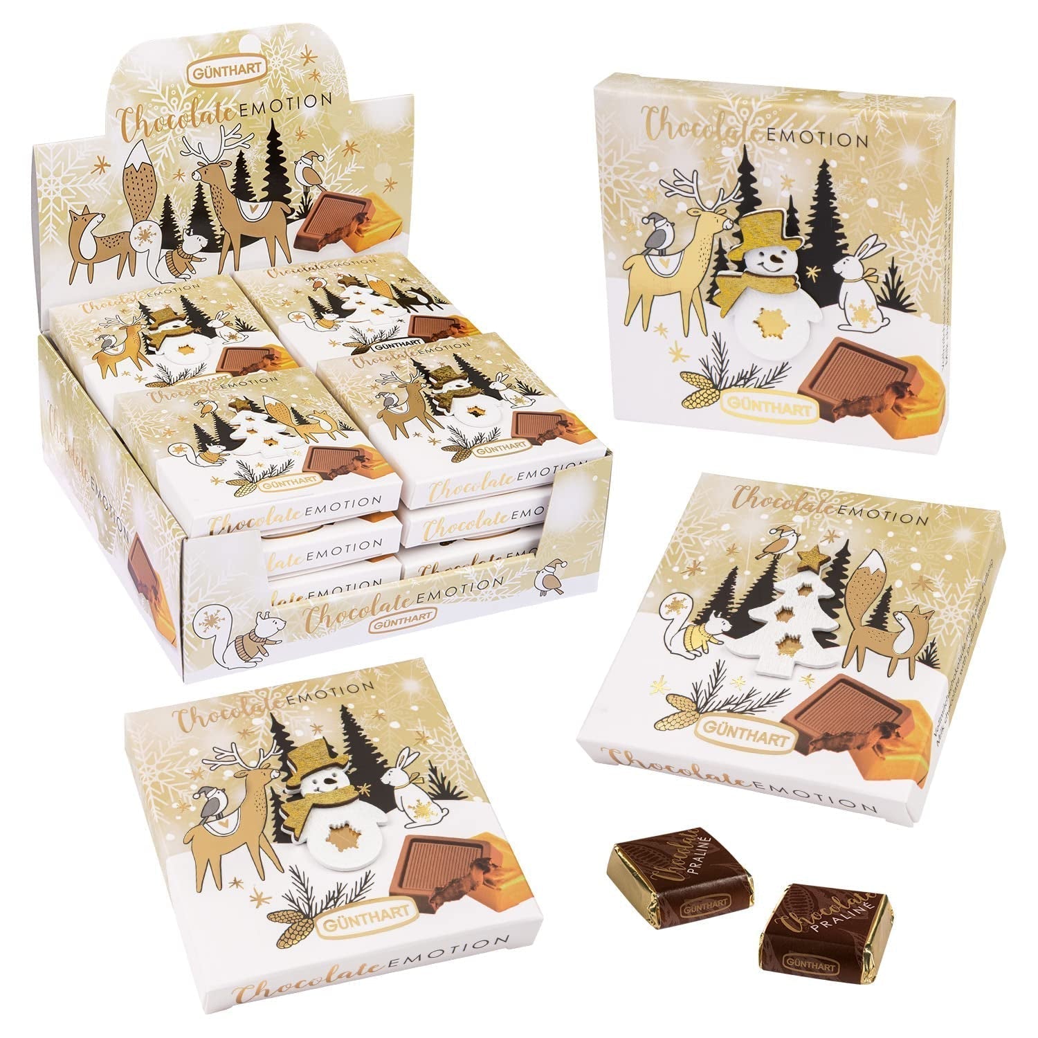 Günthart 16 morceaux de chocolat cadeau d'hiver avec divers motifs, 608 grammes Bonbons au chocolat Naty Shop Default Title