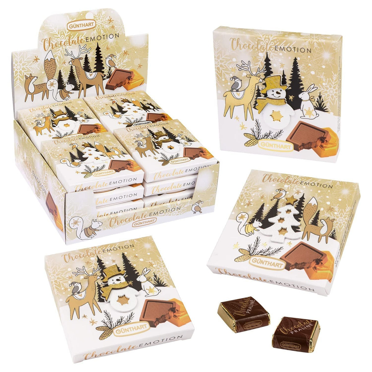 Günthart 16 morceaux de chocolat cadeau d'hiver avec divers motifs, 608 grammes Bonbons au chocolat Naty Shop Default Title