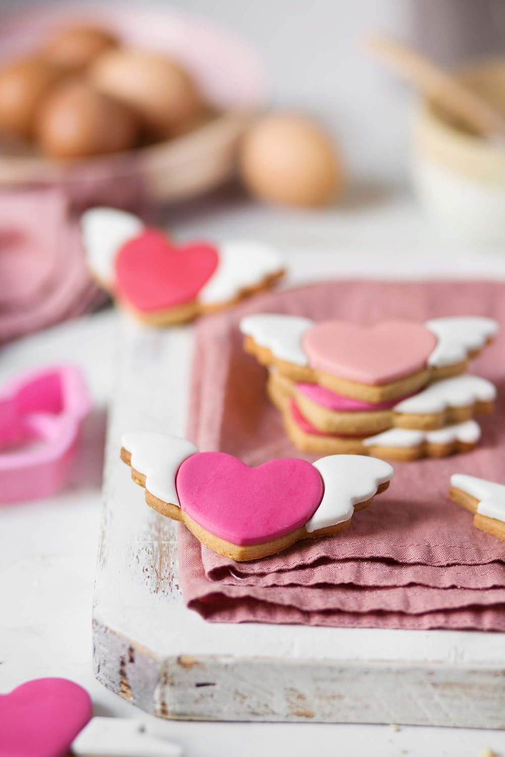 0255063 Boîtes à biscuits en plastique Love, 2 pcs, assorties