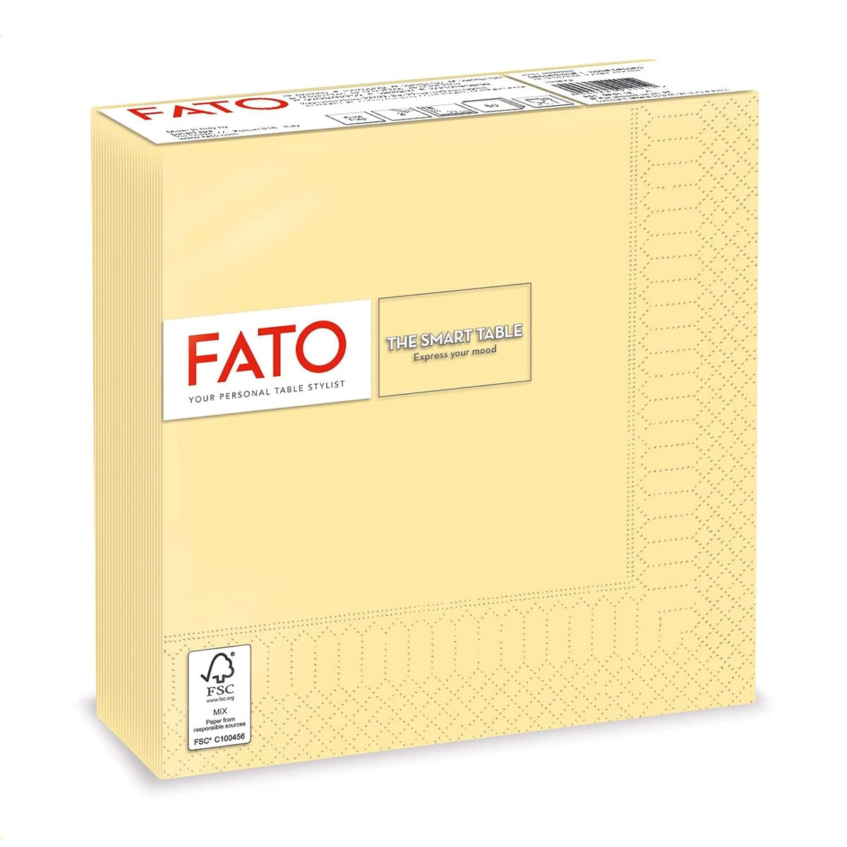 Fato - Serviettes en papier jetables, idéales pour les déjeuners et buffets décontractés, paquet de 50 serviettes, taille 33 x 33, 4 plis, 2 épaisseurs, couleur champagne, papier 100 % pure cellulose, FSC