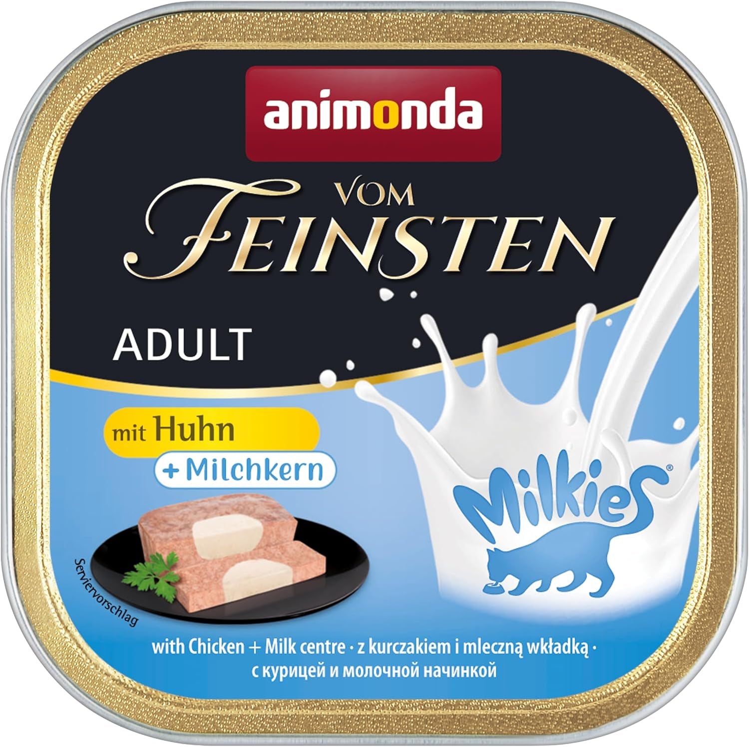 Animonda Vom Feinsten Adult Cat Food, Nassfutter für ausgewachsene Katzen, mit Chicken + Milchkern, 6 x 100 g