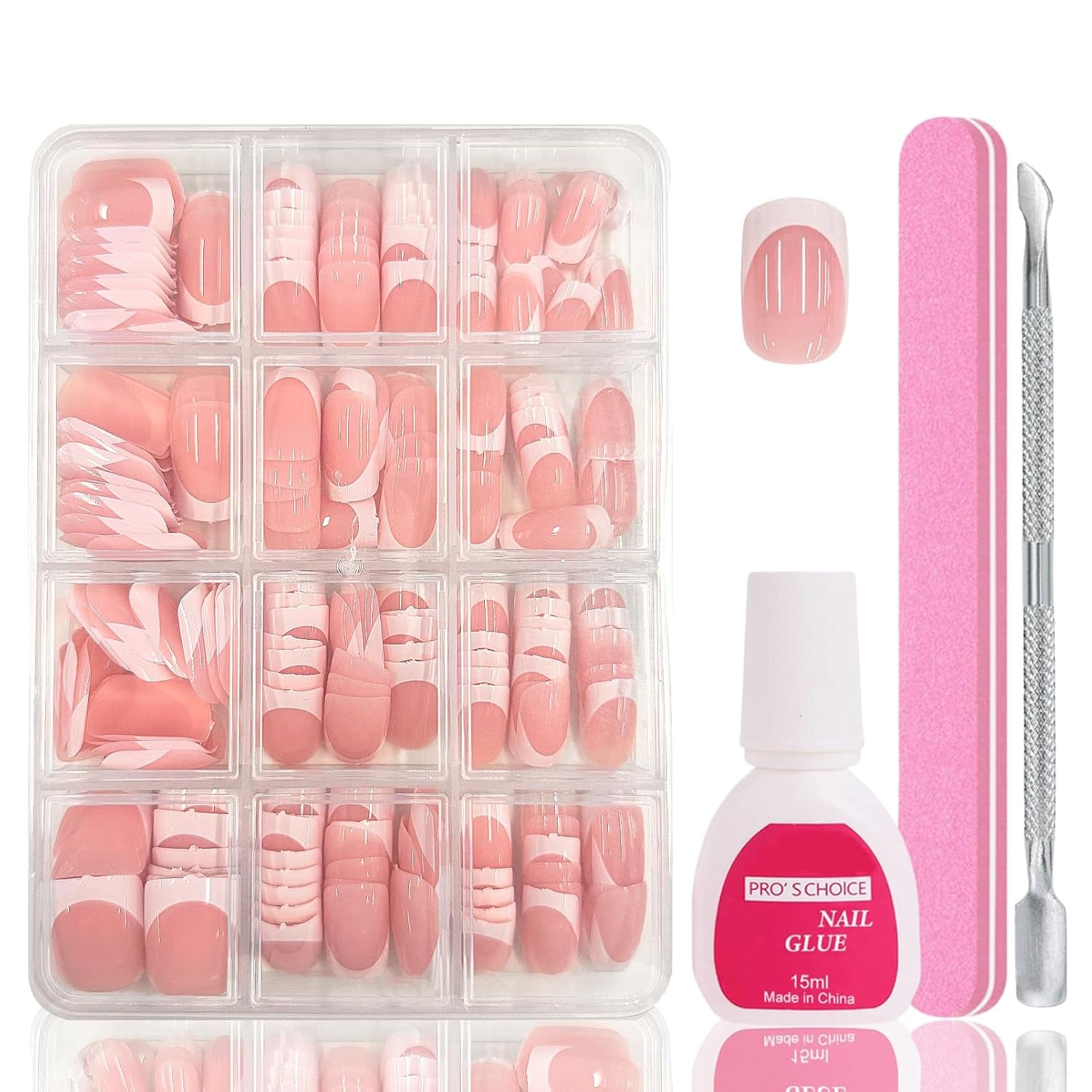 240 Stück Falsche Nägel Tips Set - Französisch Falsche Nägel Zum Aufkleben - Künstliche Nägel Medium Quadrat Ballerina Nail Art Manucure Faux Ongles Für Damen Und Frauen (French Medium Ballerina)