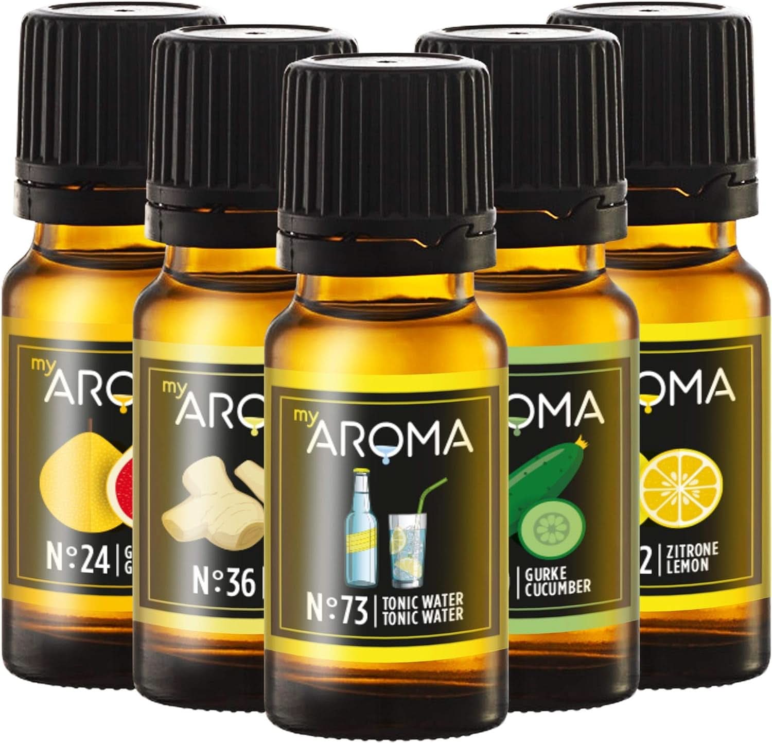 Myarôme | Coffret : Forêt & Prairie - Arôme naturel pur avec arôme de fruits et arôme de fruits (5 x 10 ml) | Les édulcorants sans sucre et non sucrés Naty Shop Gin est à la mode !