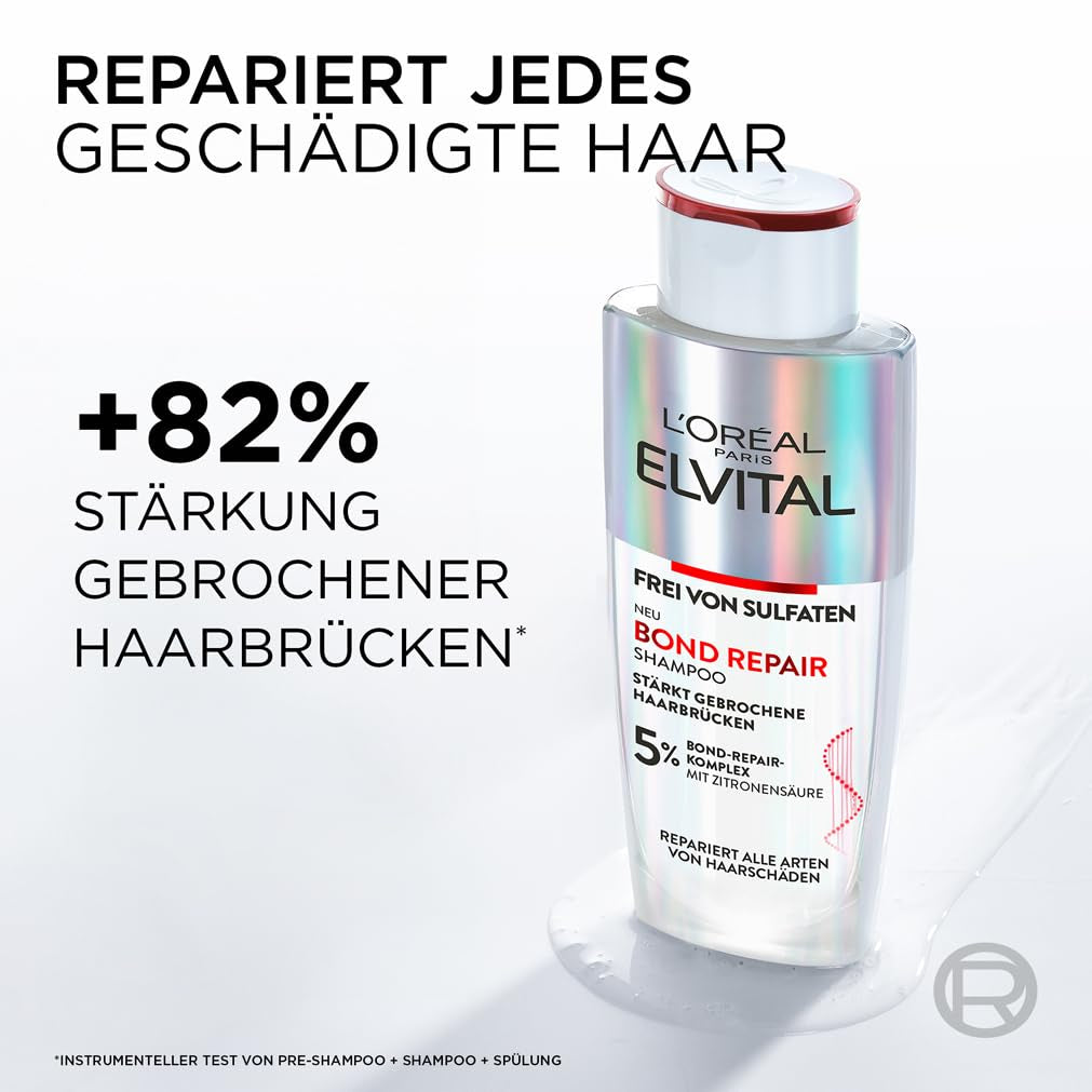 L'Oréal Paris Elvital Bond Repair Shampooing, Nettoyant doux pour la réparation des cheveux L'Oréal Douche et Bain