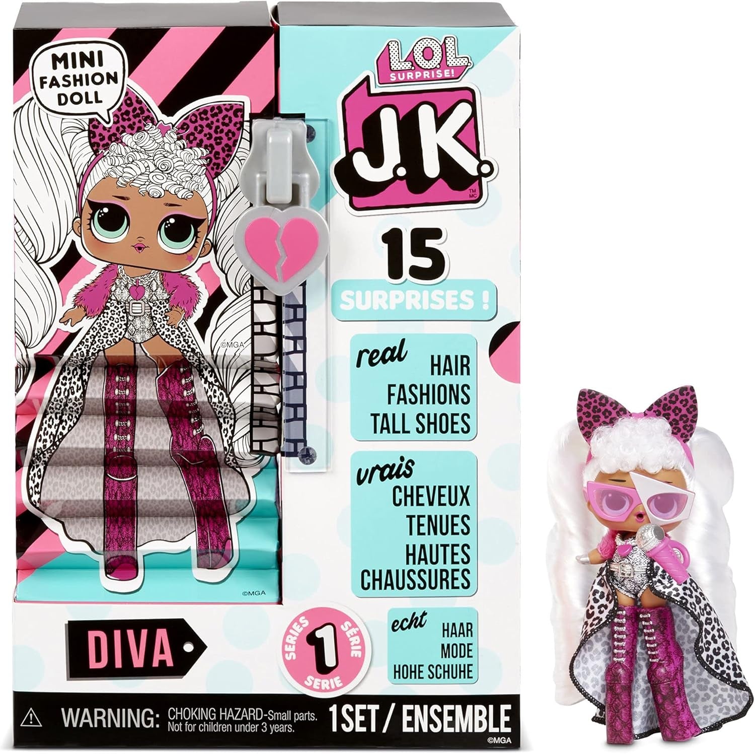LOL Surprise JK Mini-Modepuppe - 15 Surprises, Vêtements et Accessoires - Ab 6 Jahren - Sammlerstück - Diva