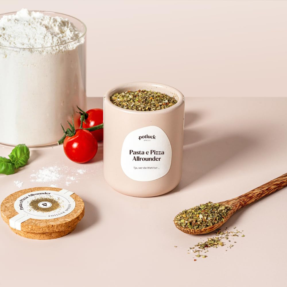 Repas-partage | Pâtes et pizza Kräuter | Gewürzzubereitung im Keramiktopf | 40g | Végétalien, sans gluten et avec des ingrédients naturels