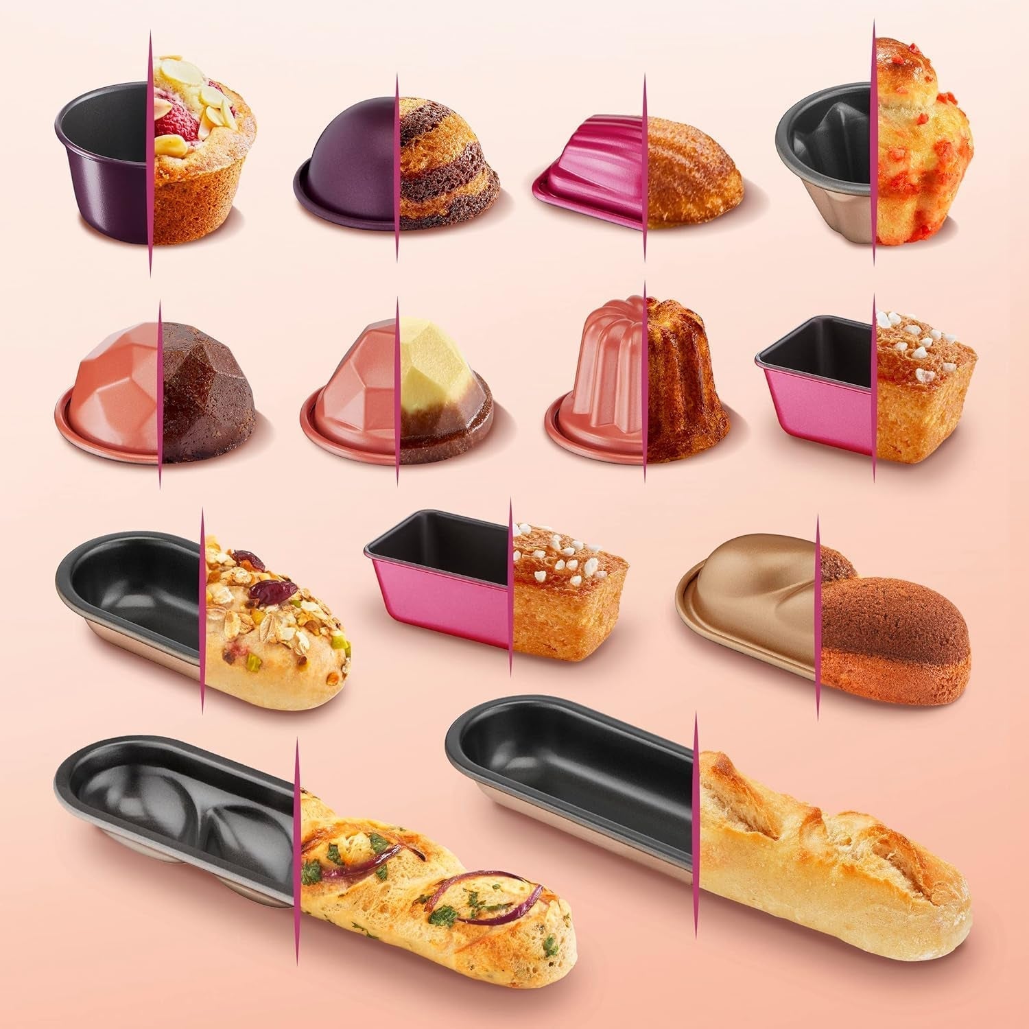 Tefal Creabake Muffins Creabake Backformen, 7,5 cm, Antihaftbeschichtung, Stapelbares System, Kreative Rezepte Für Süßigkeiten Und Salade, Einfaches Backen, Eisenfarben Moules et plaques pour la cuisson Naty Shop