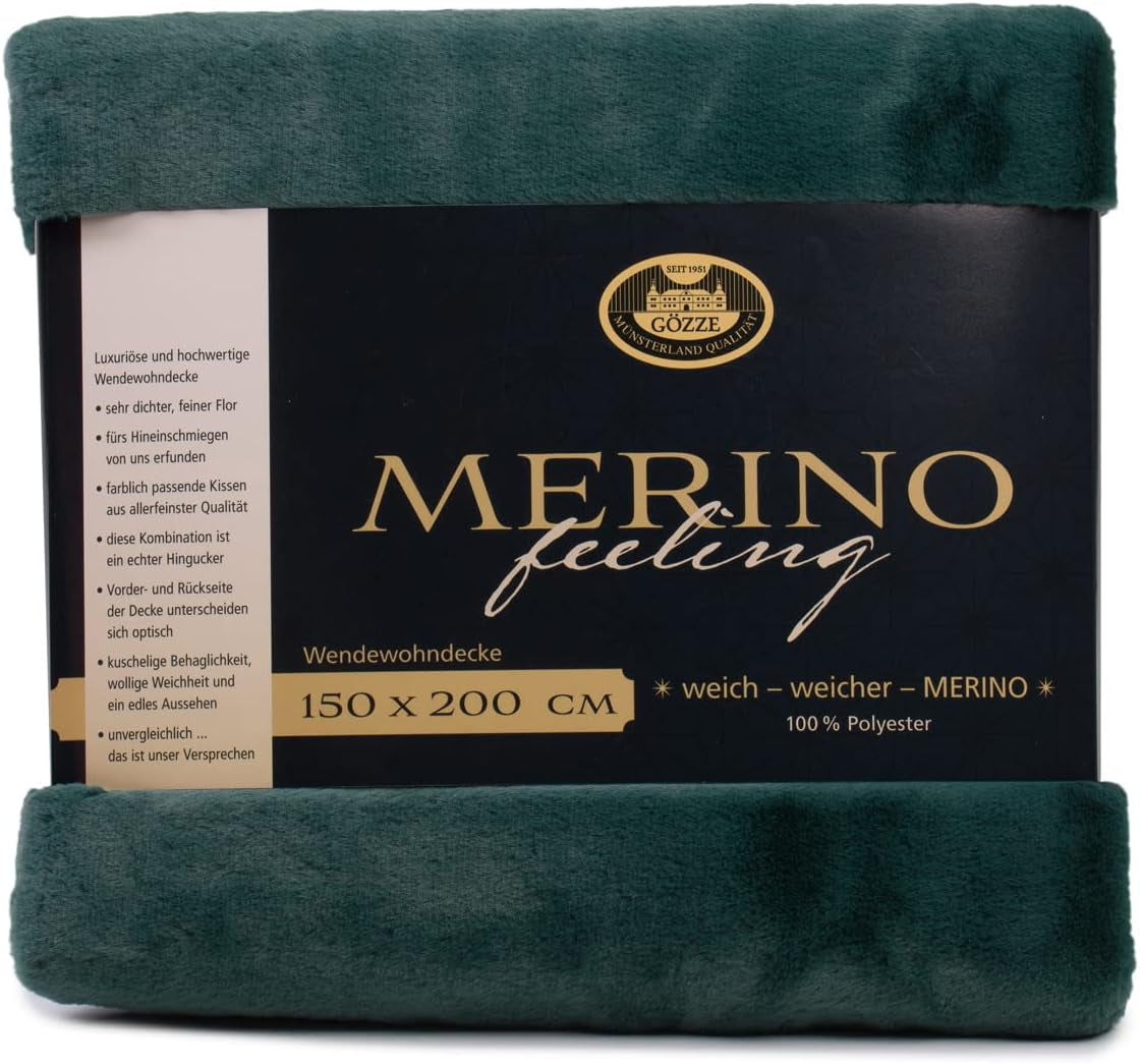 Gözze - Pătură confortabilă, Reversibilă, Densitate mare 600 G/M², 150 X 200 Cm - Verde închis Paturi si Cuverturi Besuche den GÃ¶zze-Store Verde închis 150 X 200 Cm