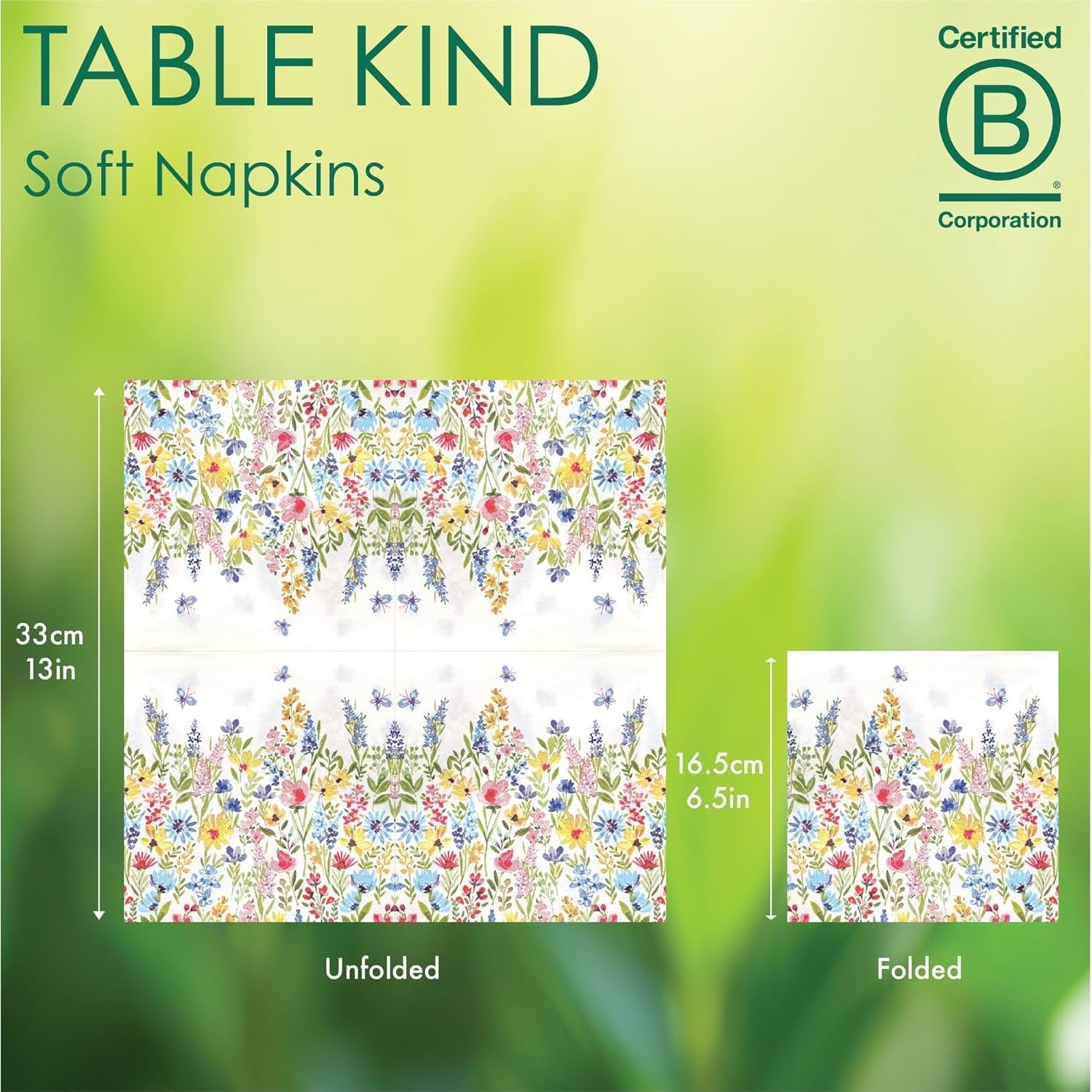 Talking Tables Serviettes jetables de type table, serviettes en papier doux, serviettes jetables à motif floral, pour les mariages ou un usage quotidien, écologiques, compostables, recyclables