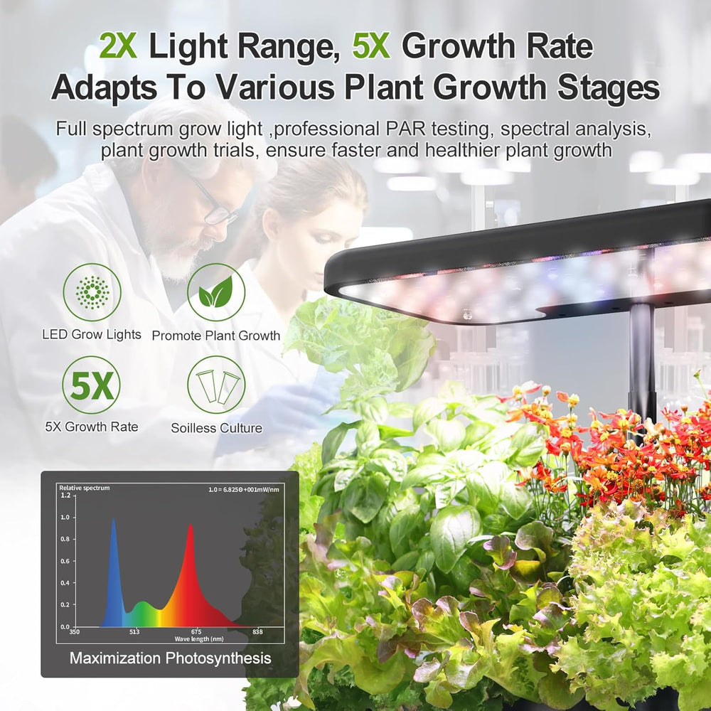 Système de culture hydroponique : 8 capsules, lampe LED à spectre complet de 24 W avec avertissement de faible niveau d'eau | Jardin intérieur pour cuisine, salon, école | Idée cadeau pour les jardiniers amateurs