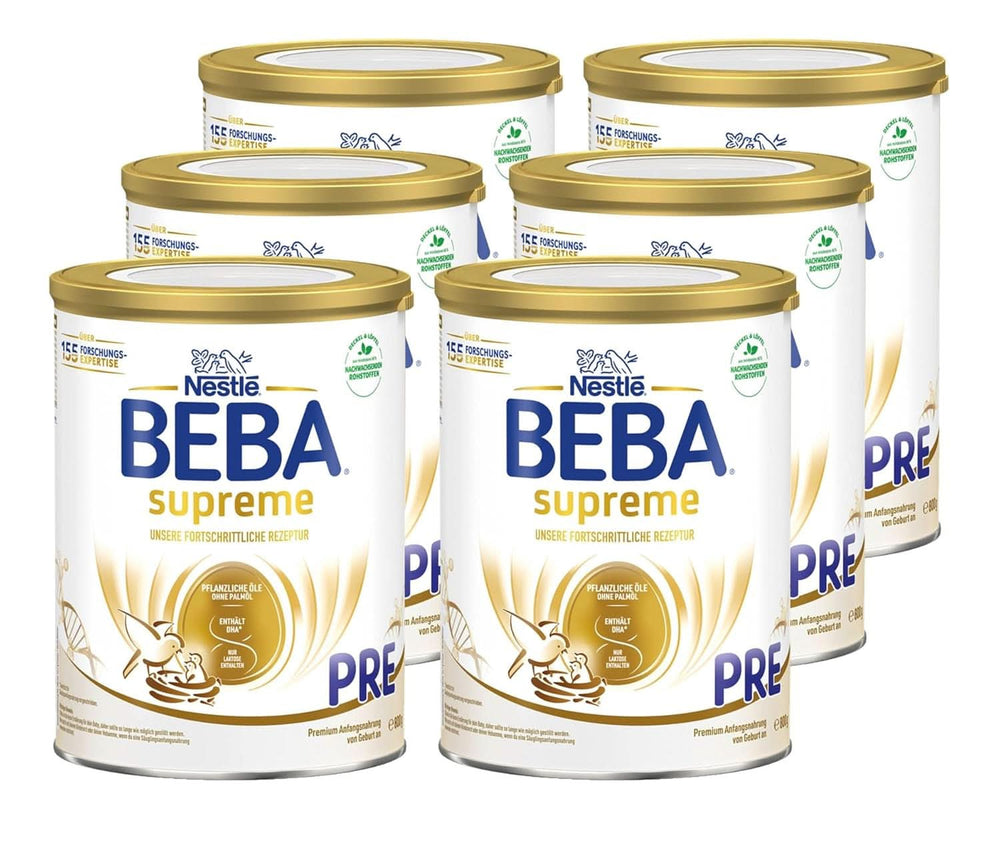 BEBA SUPREME PRE Lait initial prêt à boire dès la naissance, aliment pour bébé avec DHA, lactose uniquement, sans huile de palme, pack de 8 (8 x 200 ml) Mère et Enfant Naty Shop Beba Supreme Pre 6 x 800 grammes