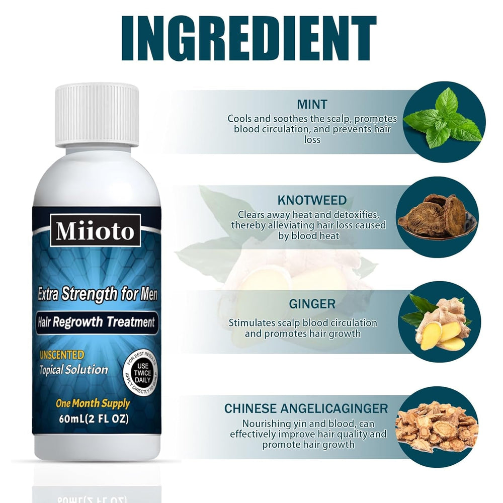 Sérum de croissance des cheveux Miioto, produit de croissance des cheveux pour hommes 180ML, sérum de croissance des cheveux, soin du cuir chevelu favorise les cheveux plus épais nourrit le cuir chevelu et prévient la chute des cheveux Naty Shop