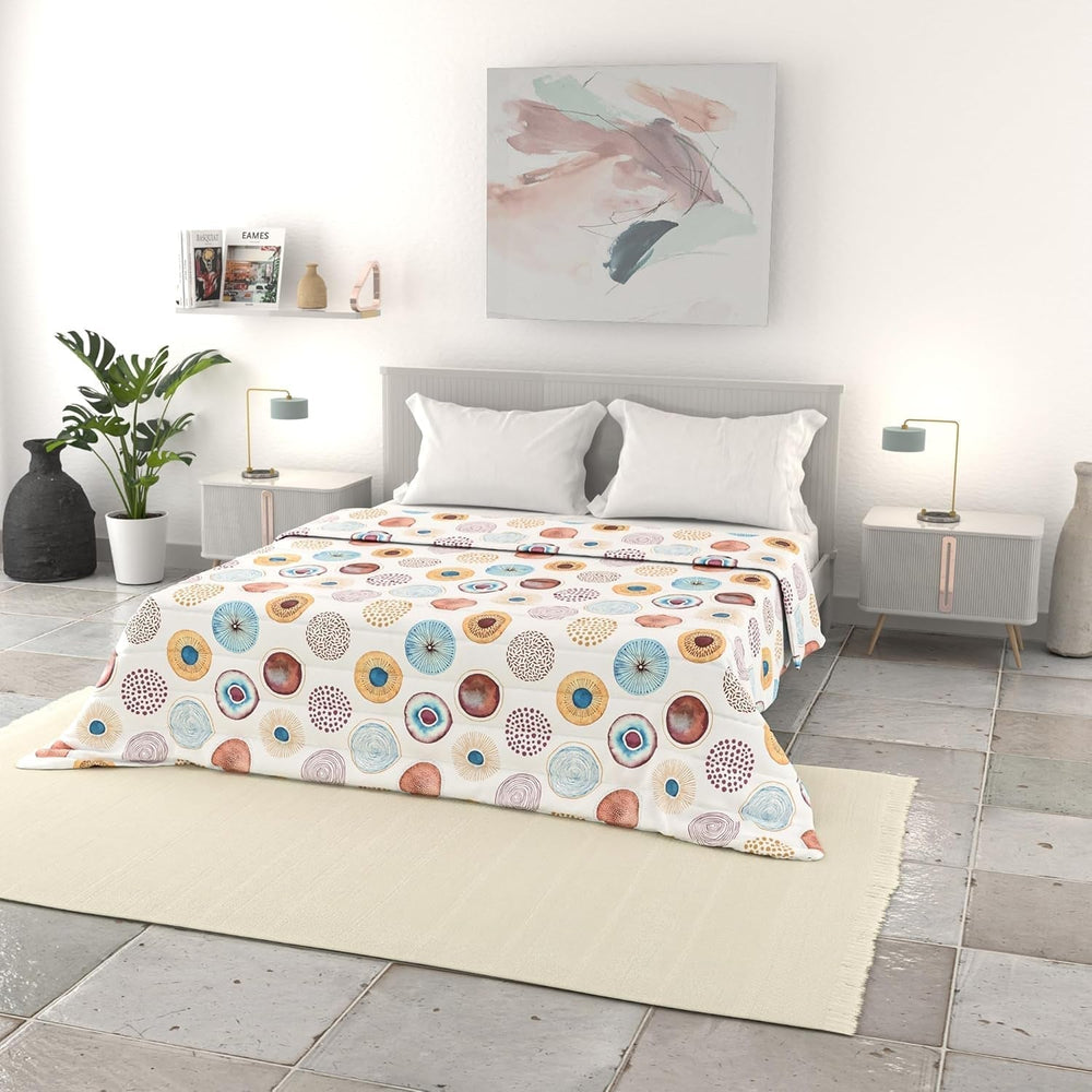 Linge de lit italien couette d'été basique, microfibre imprimée, 250X240Cm, cercle Couettes et couettes Naty Shop Cercle 250X240Cm