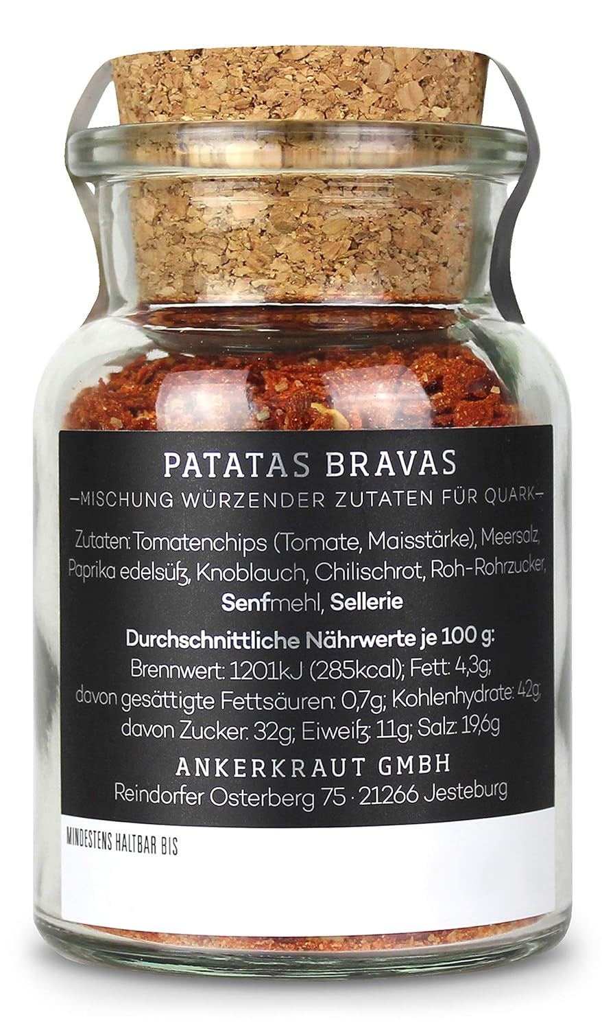 Ankerkraut Patatas Bravas, Gewürzmischung für Spanish Kartoffelwürfel, 90g dans un verre en liège