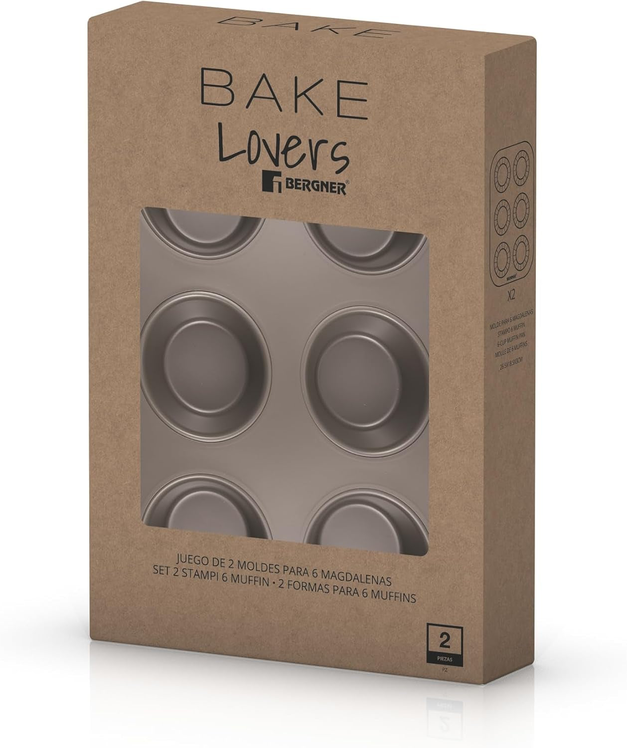 BERGNER BAKING LOVERS - Set Von 2 X 6 Cup Muffinformen - Kohlenstoffstahl Mit Ilag Essential, PFOA Frei, Leicht Zu Reinigen Moules et plaques pour la pâtisserie Naty Shop