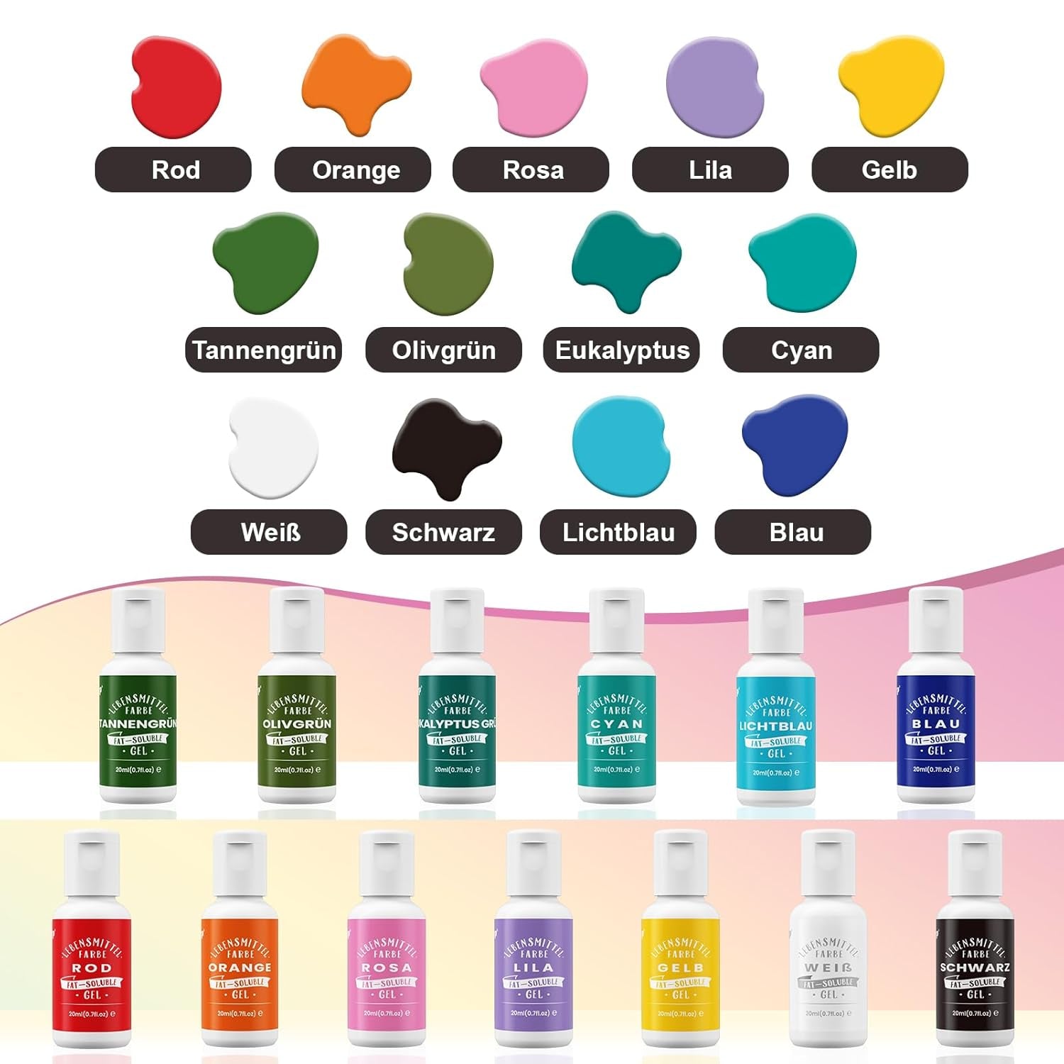 Amestec de uleiuri, colorant alimentar roz pe bază de ulei, foarte concentrat, pentru ciocolată, fondant, fursecuri, copt tort, macaroane, decorare tort DIY, toppinguri pentru aluat - 20ml