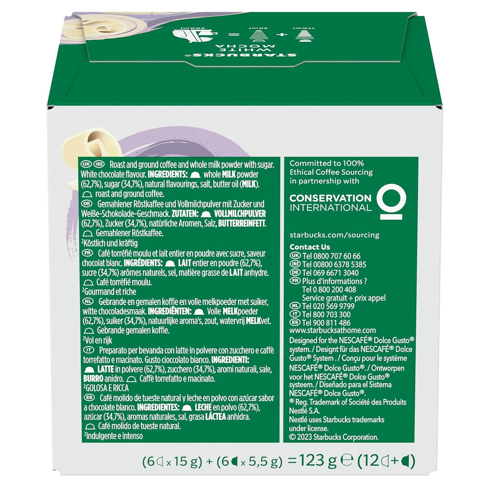 STARBUCKS White Moka par Nescafé Dolce Gusto Kaffeekapseln 6 x 12 (72 Kapseln)