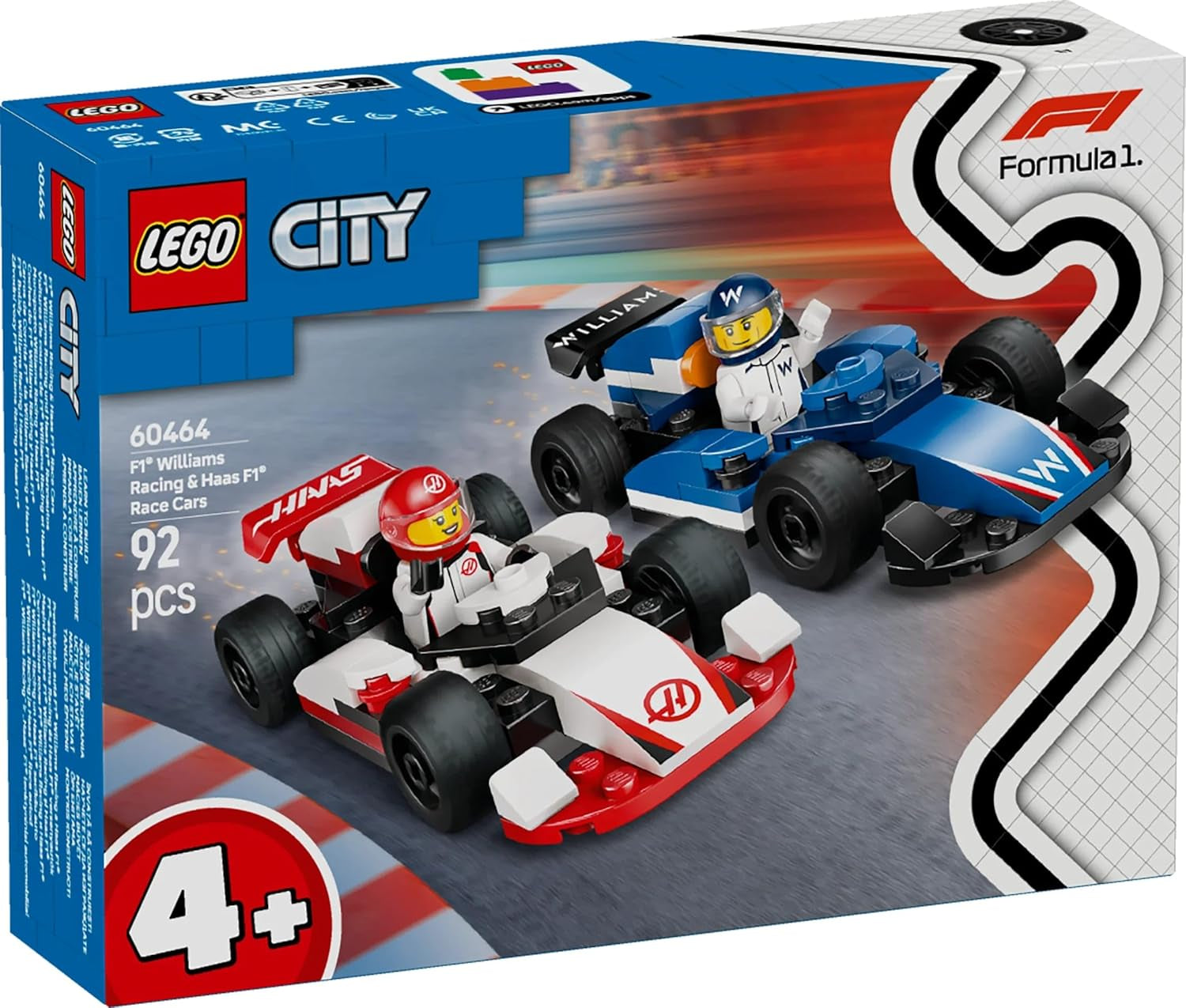 LEGO City F1 Williams Racing et Haas F1 Racing Cars - Jouet de Formule 1 avec voitures à construire et 2 figurines de pilote de course - Petites idées cadeaux pour garçons et filles à partir de 4 ans 60464 Jeux de construction Beuche den LEGO-Store